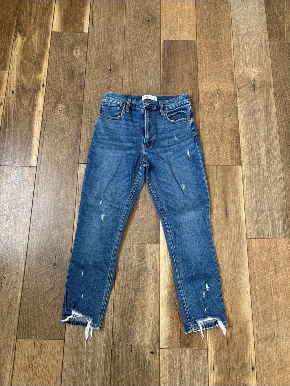 Abercrombie & Fitch Distressed Dark Blue Skinny Jeans